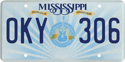 MS license plate OKY306
