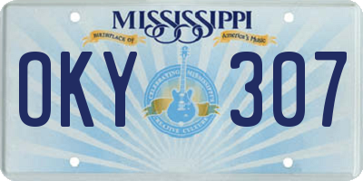 MS license plate OKY307