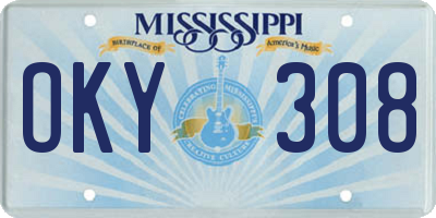 MS license plate OKY308