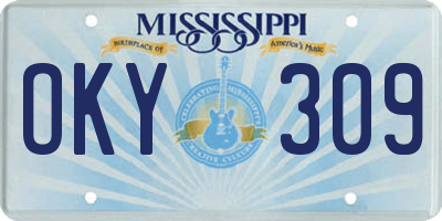 MS license plate OKY309
