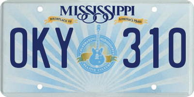 MS license plate OKY310