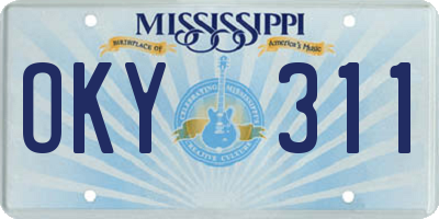 MS license plate OKY311