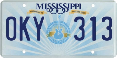 MS license plate OKY313