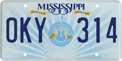 MS license plate OKY314