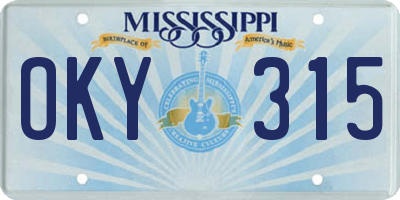 MS license plate OKY315