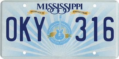MS license plate OKY316