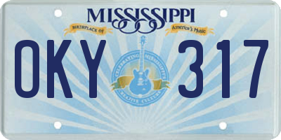 MS license plate OKY317