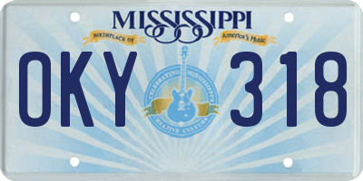 MS license plate OKY318