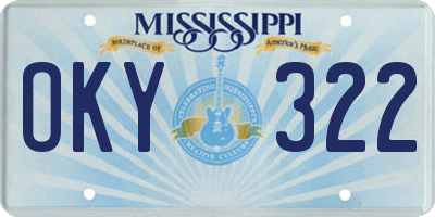 MS license plate OKY322