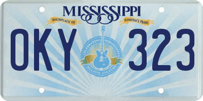 MS license plate OKY323