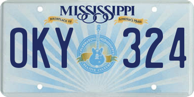 MS license plate OKY324