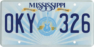MS license plate OKY326