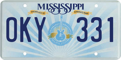 MS license plate OKY331