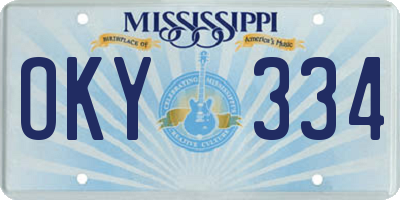 MS license plate OKY334