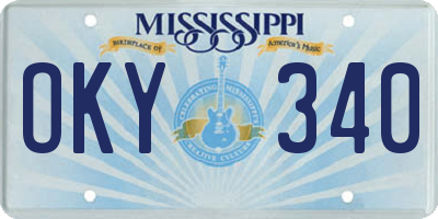 MS license plate OKY340