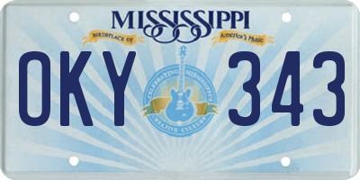 MS license plate OKY343