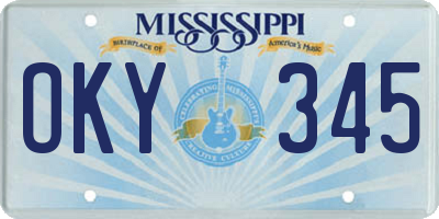 MS license plate OKY345