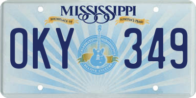 MS license plate OKY349