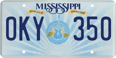 MS license plate OKY350
