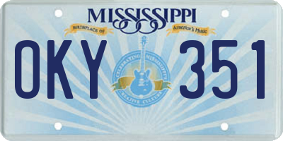 MS license plate OKY351