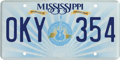 MS license plate OKY354