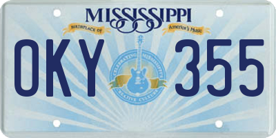 MS license plate OKY355