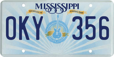 MS license plate OKY356