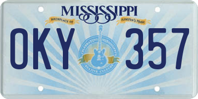 MS license plate OKY357