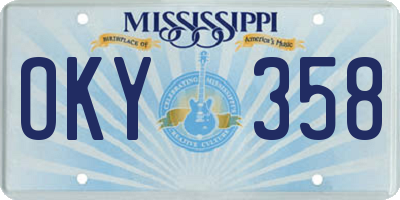 MS license plate OKY358