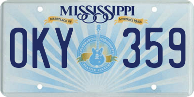 MS license plate OKY359