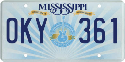 MS license plate OKY361