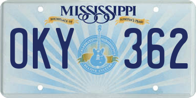 MS license plate OKY362