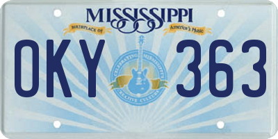 MS license plate OKY363