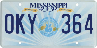 MS license plate OKY364