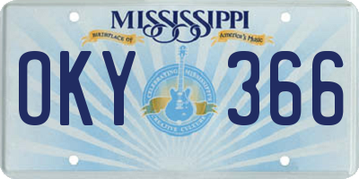 MS license plate OKY366