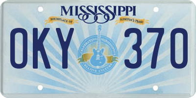 MS license plate OKY370