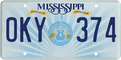 MS license plate OKY374