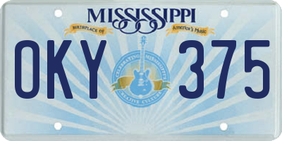 MS license plate OKY375