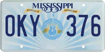 MS license plate OKY376