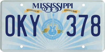 MS license plate OKY378