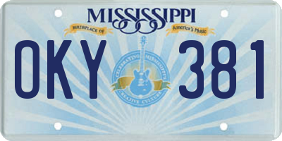 MS license plate OKY381