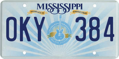 MS license plate OKY384