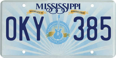 MS license plate OKY385