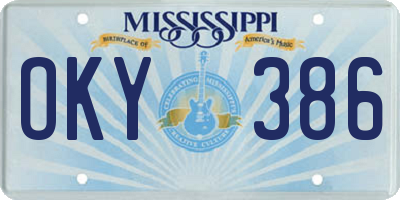 MS license plate OKY386