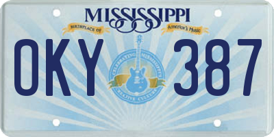 MS license plate OKY387