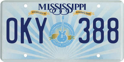 MS license plate OKY388