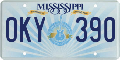 MS license plate OKY390