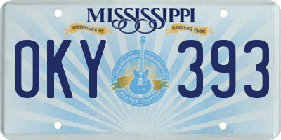 MS license plate OKY393