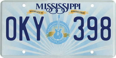 MS license plate OKY398