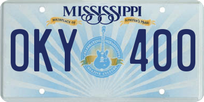 MS license plate OKY400